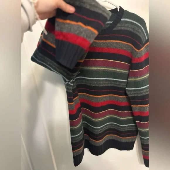 Vintage JCrew 100% Lambs Wool Stripped Crewneck Sweater - Picture 4 of 8